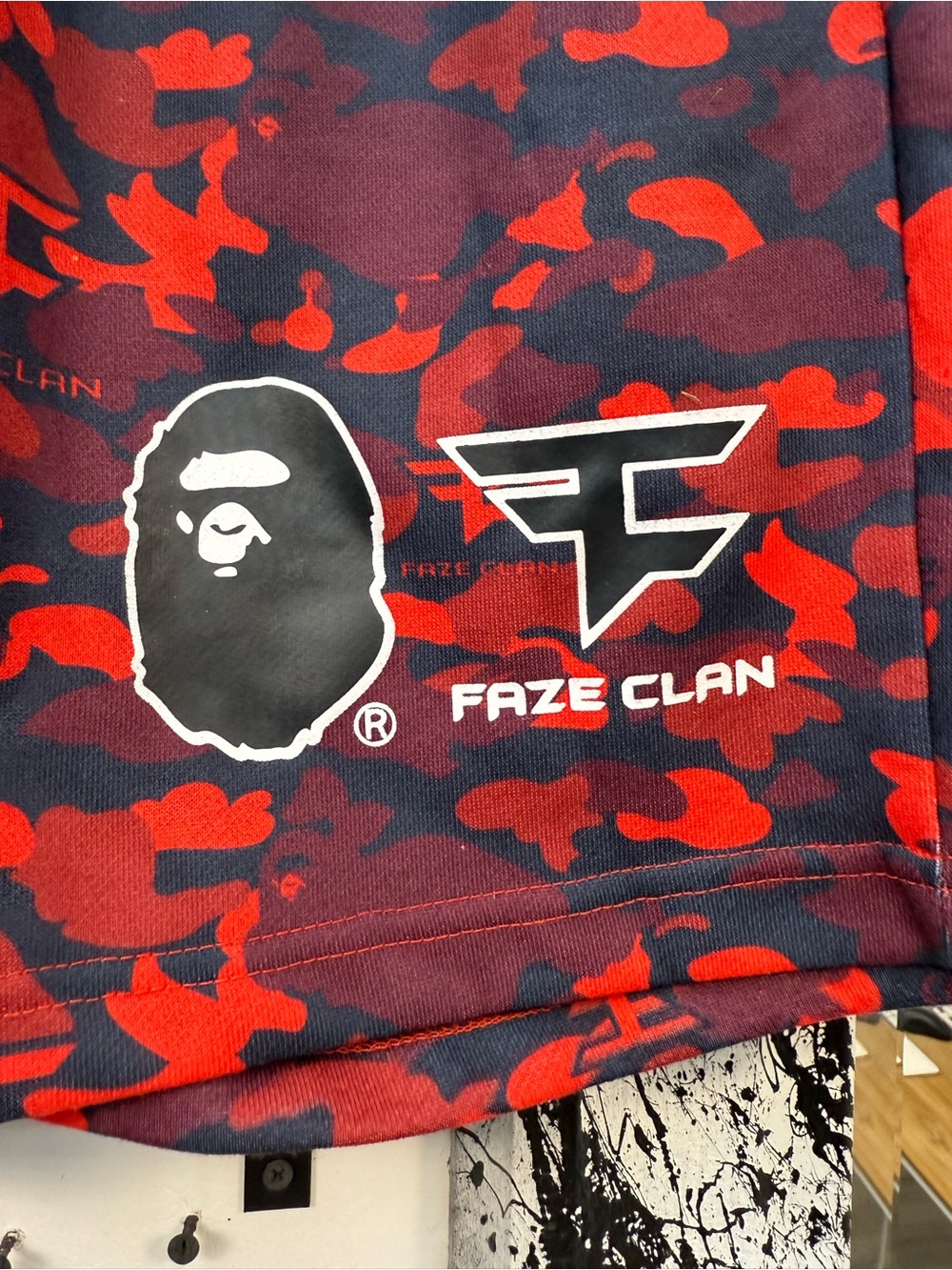 Bape FaZe Clan Red & Black Camo Athletic Shorts - Picture 3 of 10